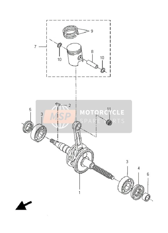 Yamaha EW50N SLIDER 2008 Cigüeñal & Pistón para un 2008 Yamaha EW50N SLIDER